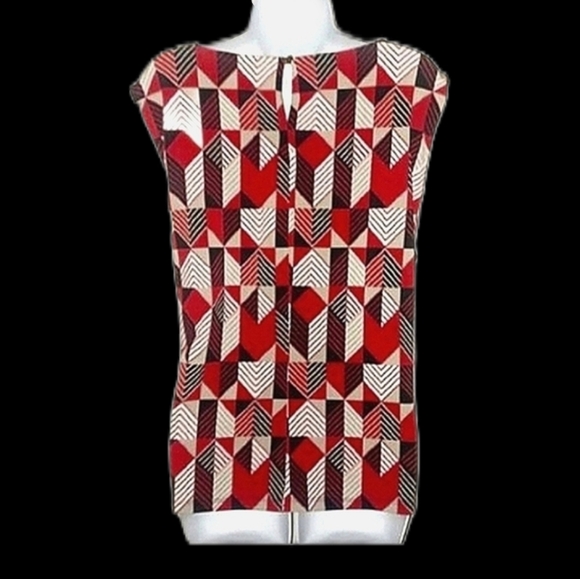 Calvin Klein Red Patterned Blouse - Picture 2 of 5